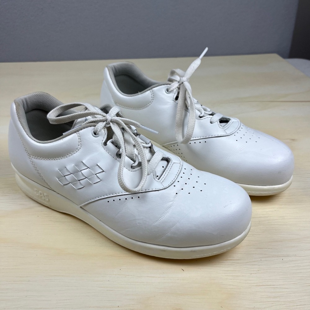 SAS Free time Womens White Leather Walking‎ Shoes Comfort Sneakers Size 7 M